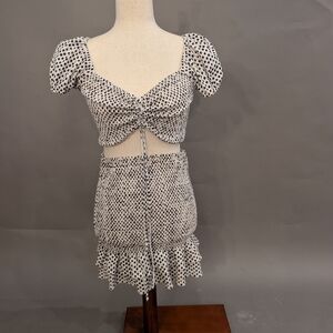 Crystal Doll Black and White Polka Dot Skirt Set